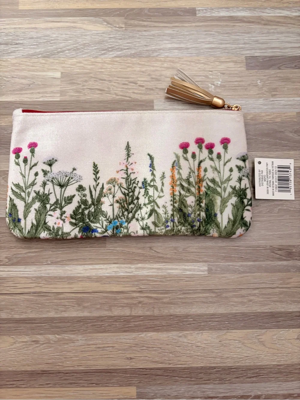 Velvet Wildflower Pouch with Tassel 📝